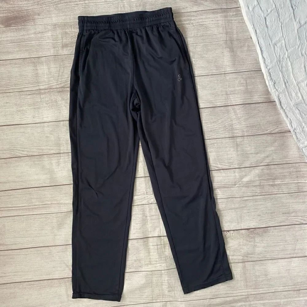 Tek gear mens S pull on elastic waist dri fit pants grey